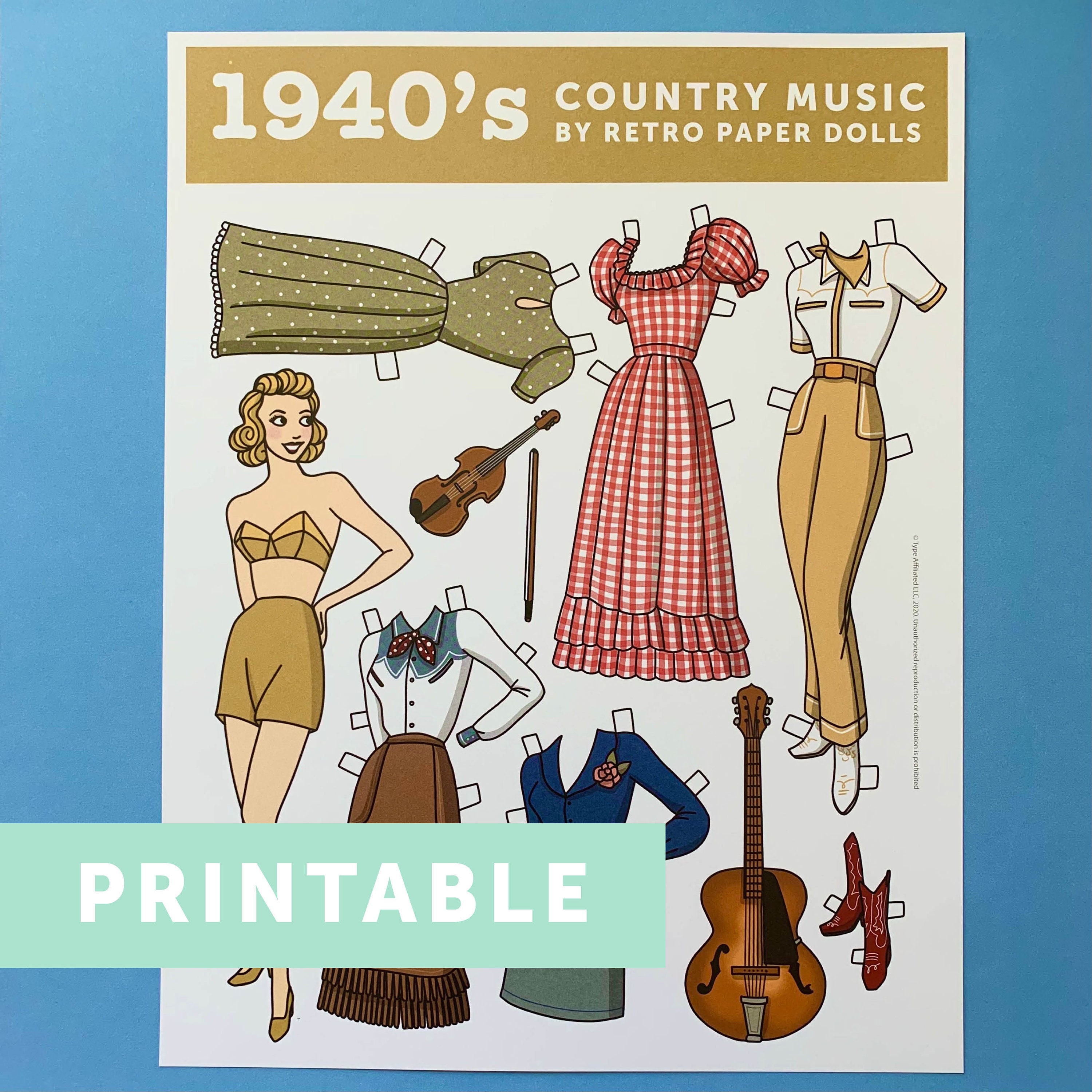 Vintage paper sales dolls 1940s