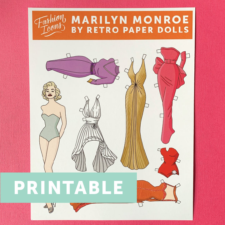 DIGITAL DOWNLOAD Marilyn Monroe Fashion Icon Paper Doll- 1