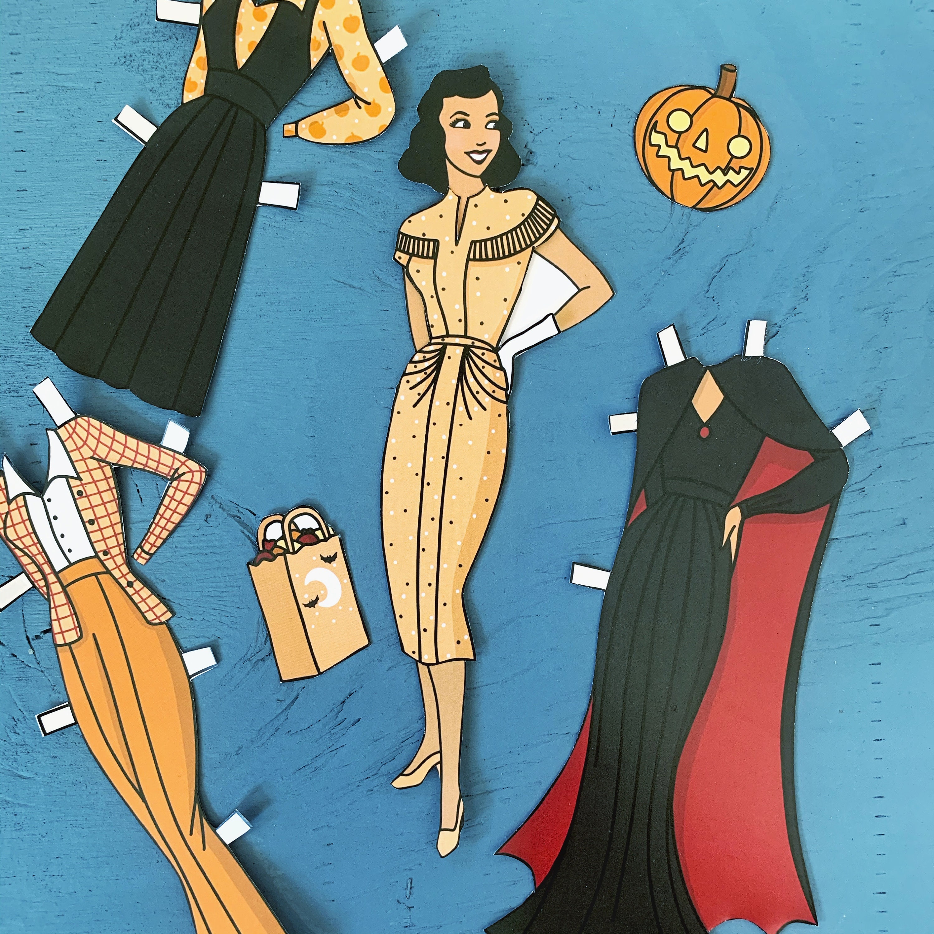 DIGITAL DOWNLOAD 1940's Retro Style Paper Doll Halloween Party 1 Doll ...