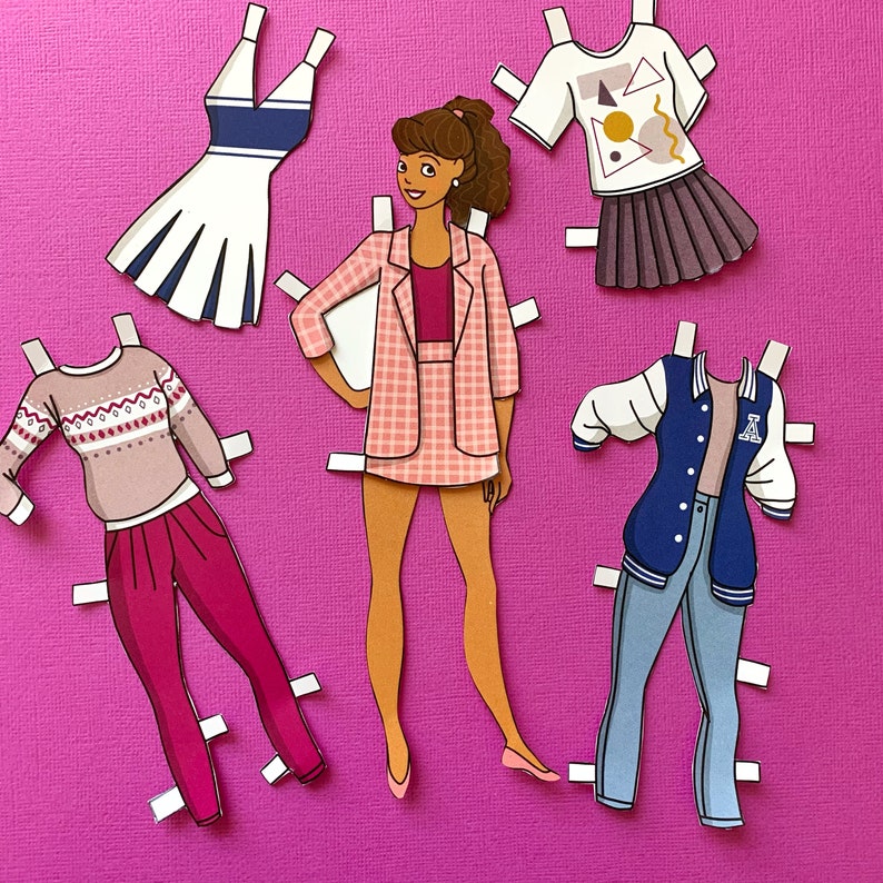 DIGITAL DOWNLOAD 1980's School Girl Retro Paper Doll Printable 1 Sheet