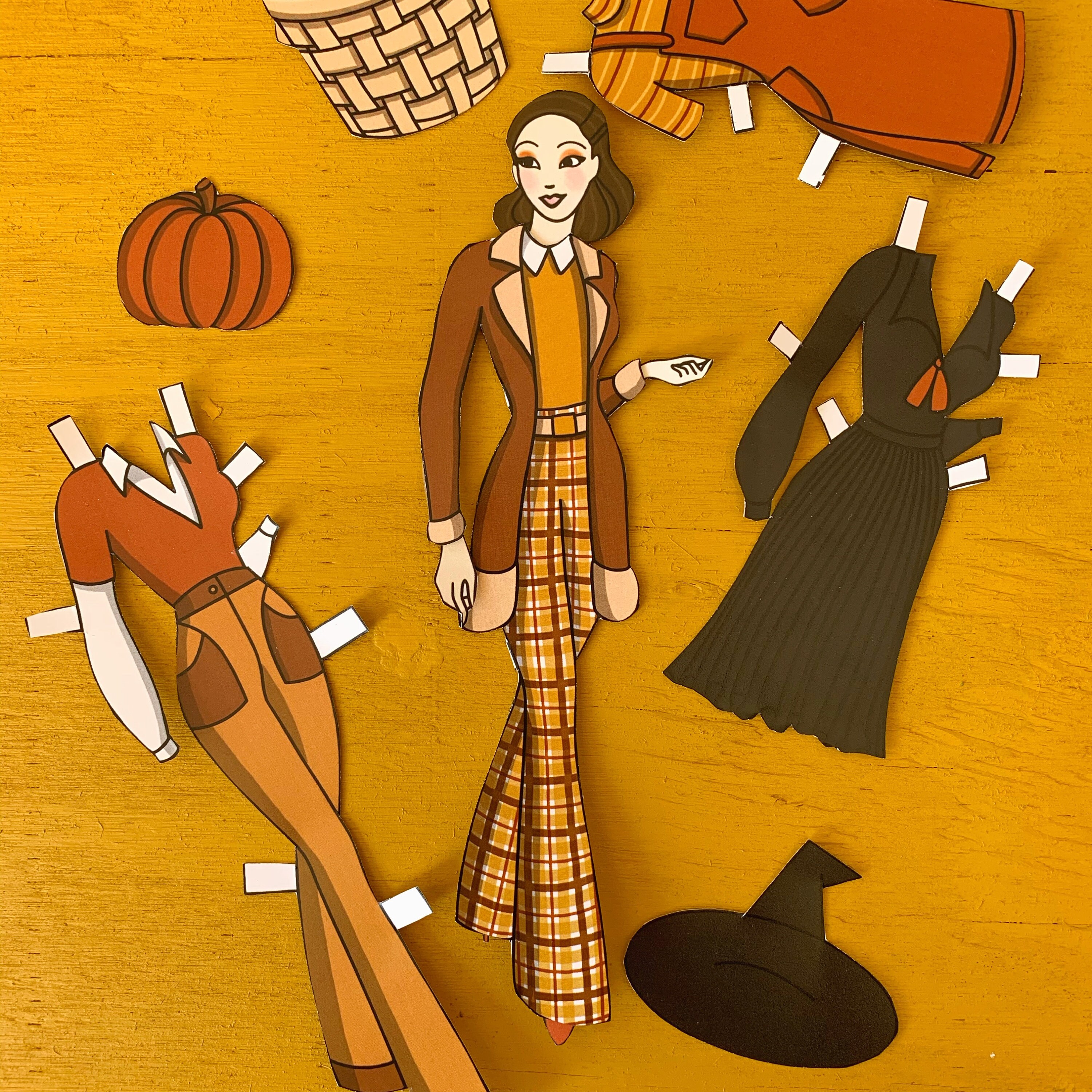 Retro Style 1970s Halloween Party Fashion Paper Doll One - Etsy