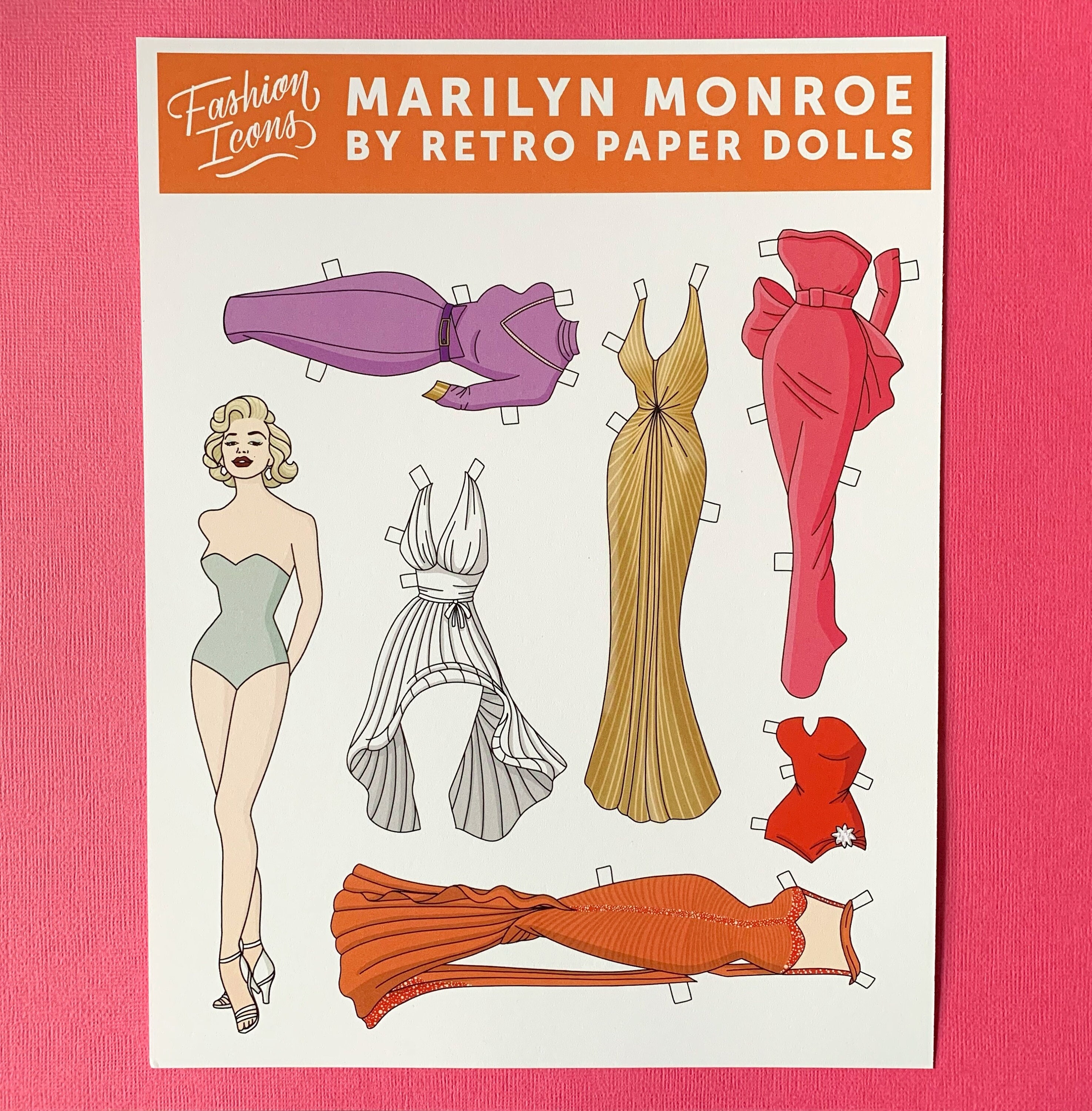 Marilyn Monroe Fashion Icon Paper Doll 1 Doll 6 Outfits Etsy