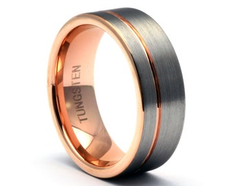 Tungsten Mens Wedding Band, Tungsten Ring, Tungsten Carbide Ring, Tungsten Band, Rose Gold Ring, Mens Ring, Wedding Ring, Brushed Ring