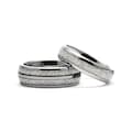 Tungsten Couple Rings | Meteorite Wedding Bands Set His and Hers 6mm and 8mm