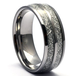 Meteorite Wedding Band, Mens Tungsten Ring, Tungsten Meteorite Ring, Tungsten Mens Wedding Band, Mens Ring for Men, Meteorite Band imagen 8
