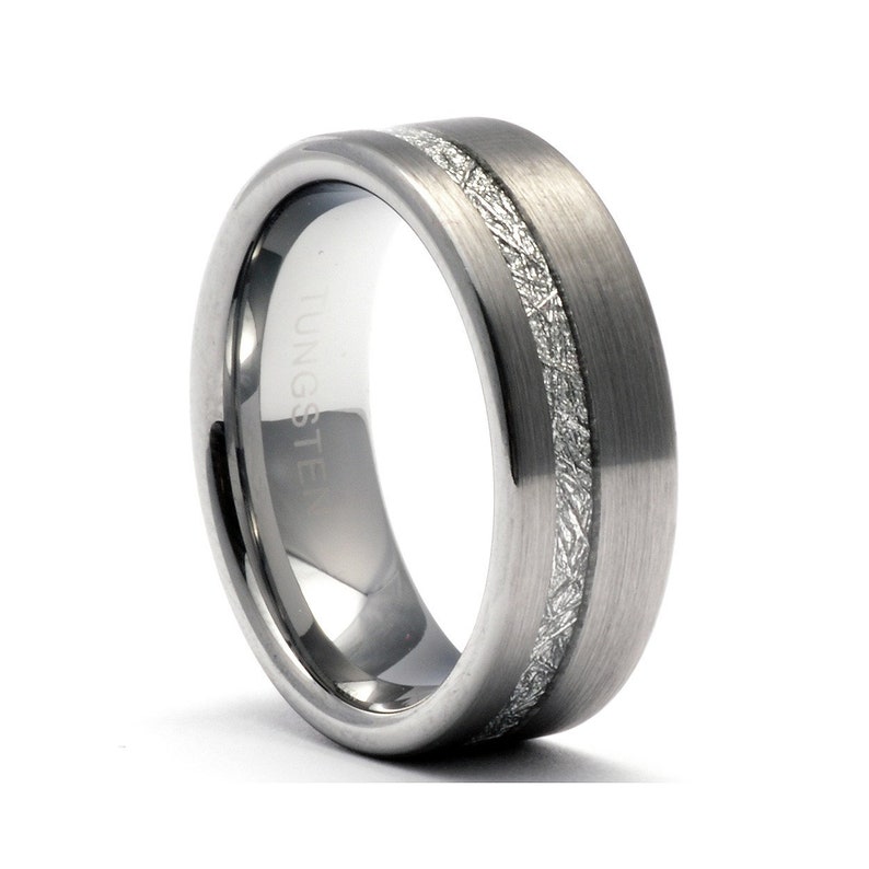 Tungsten Meteorite Ring Mens Wedding Band Tungsten Ring Etsy