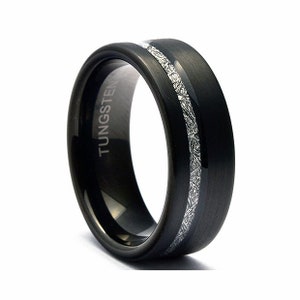 Meteorite Ring, Tungsten Men's Wedding Band, Black Tungsten Ring, Black Wedding Band, Tungsten Band, Tungsten Meteorite Band, Black Ring