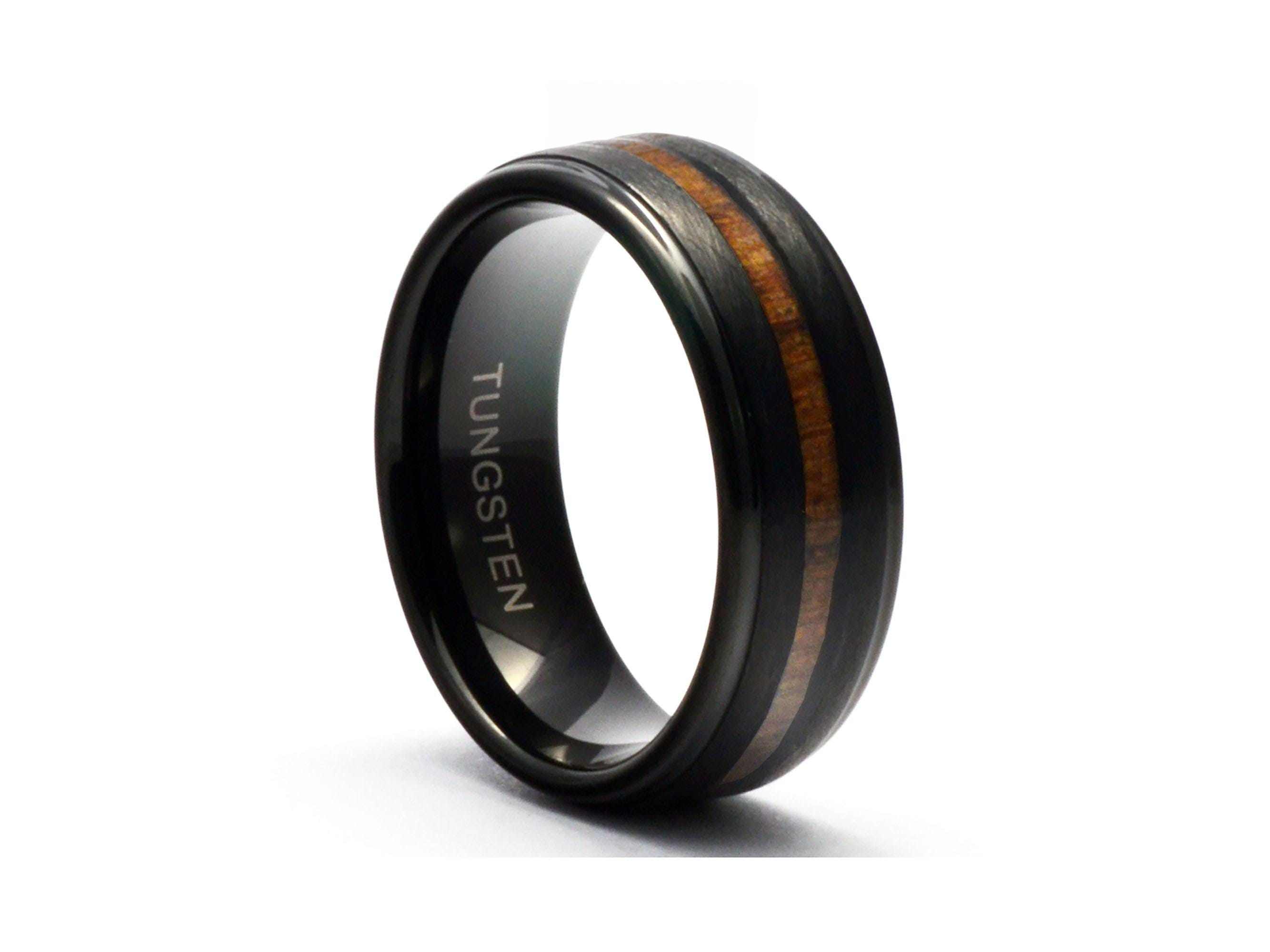 Hawaiian Koa Black Tungsten Band