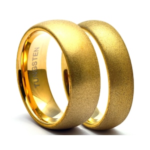 Gold Tungsten Wedding Band: Comfort Fit, Personalized Engraving