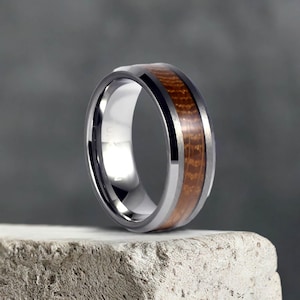 Personalized Tungsten Whiskey Barrel Ring: Custom Engraved Wedding Band