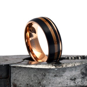 Tungsten Whiskey Barrel Ring, Wood ring, Wooden ring, wooden wedding Ring, Wood Wedding Band, Whiskey barrel Wood Ring, Mens wood ring 画像 9