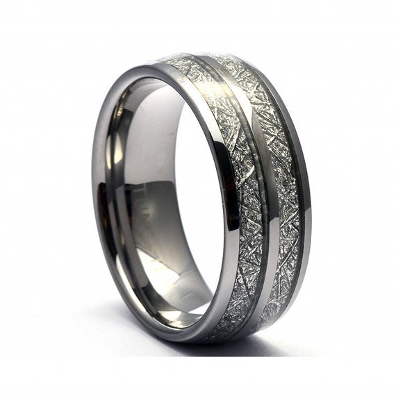 Meteorite Wedding Band Mens Tungsten Ring Tungsten Meteorite | Etsy