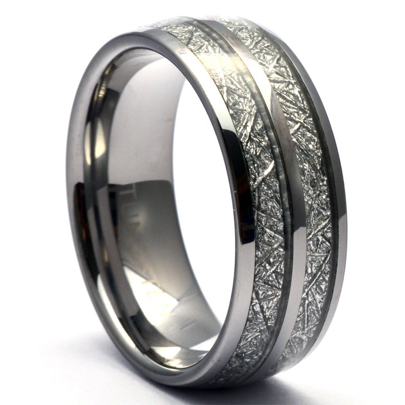 Meteorite Wedding Band, Mens Tungsten Ring, Tungsten Meteorite Ring, Tungsten Mens Wedding Band, Mens Ring for Men, Meteorite Band imagen 10