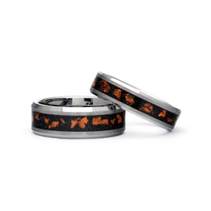 Meteorite Tungsten Wedding Bands Set: Couple Promise Rings
