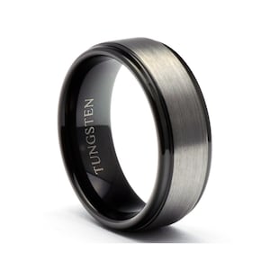 Black Tungsten Ring: 8mm Comfort Fit Wedding Band