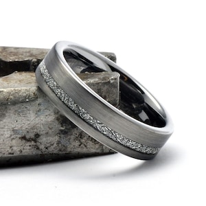 Tungsten Meteorite Ring, Men's Wedding Band, Tungsten Ring, Mens ...