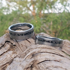 Meteorite Ring | Gun-Metal Wedding Band | Tungsten Men's Ring Band 6mm & 8mm - Parie Jewelry