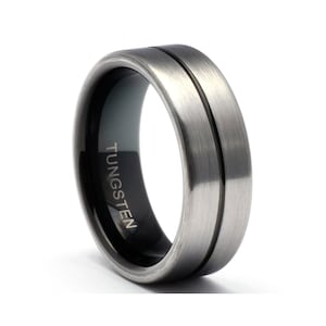 Brushed Tungsten Wedding Band - 8MM Comfort Fit, Personalized Ring