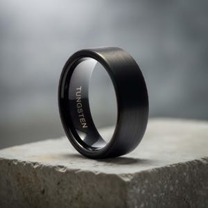 Black Tungsten Wedding Band | Black Tungsten Ring | Tungsten Carbide Ring | Anniversary Band | Men & Women | Black Wedding Band