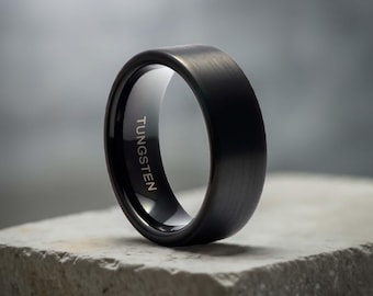 Black Tungsten Wedding Band | Black Tungsten Ring | Tungsten Carbide Ring | Anniversary Band | Men & Women | Black Wedding Band