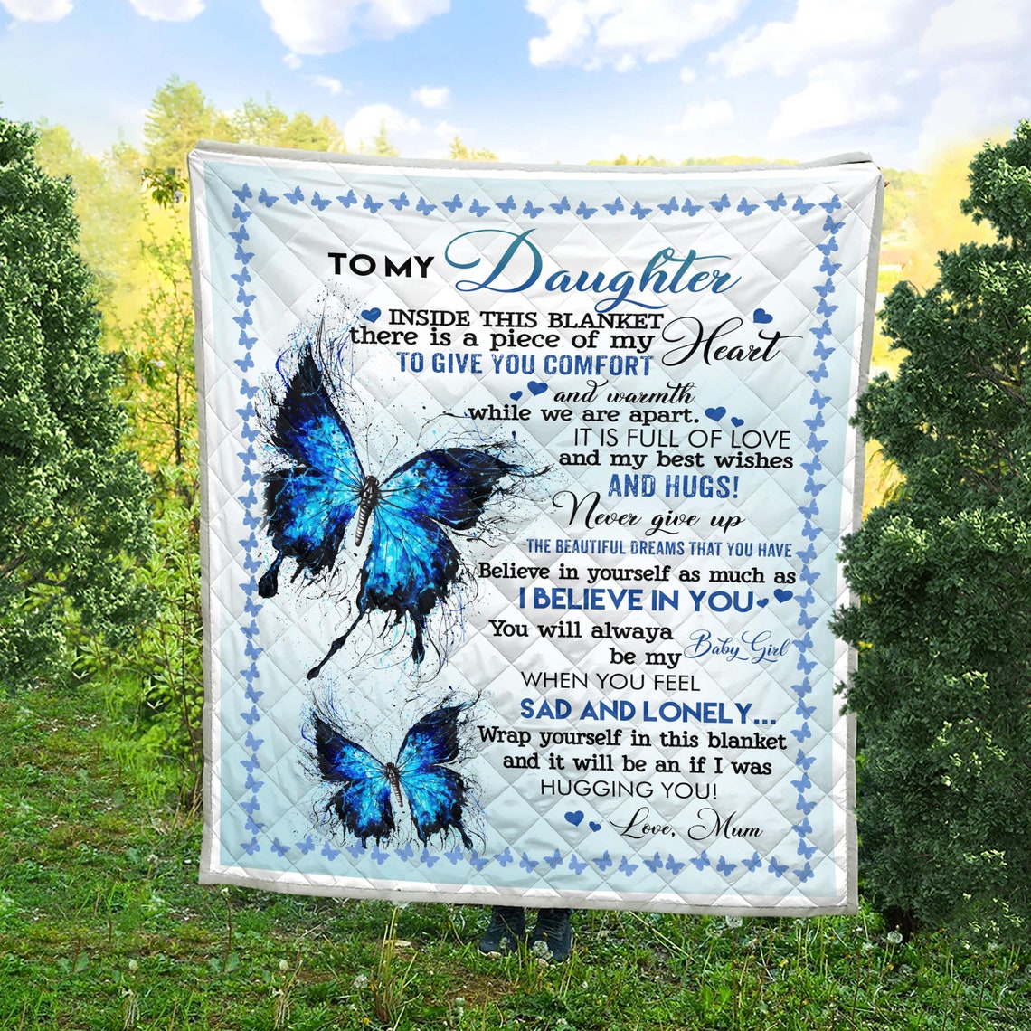To My Daughter Inside Heart Quilt Fleece Blanket Gift For Etsy