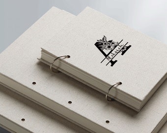 Custom 60 Sheets Hand Made Linen Sketch Notebook, Linen Book Cloth, Beige Linen Skectch Book, Journals,Loose-Leaf Ring Binder Sketchbook