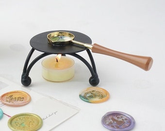 Réchaud en métal minimaliste pour cachet de cire, outil de cire à cacheter, réchaud pour faire fondre la cire, noir, or, argent, or rose