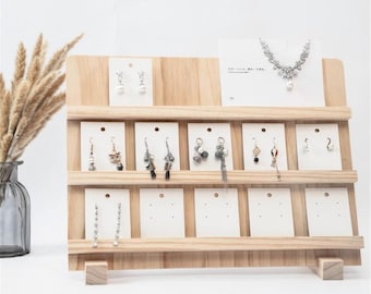 Display orecchini in noce, vetrina gioielli in legno, supporto per gioielli display orecchini, deposito orecchini in legno, Organizzatore di gioielli con scaffale