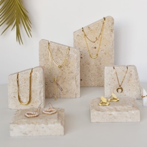 Natural Limestones Jewelry Display fossil Jewelry display modern  jewelry display, marble jewellery displays, white jewelry organizer stand