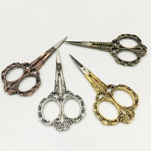 Vintage Floral Embroidery Scissors,Flower yarn Scissors,Small scissor,cute stationery,rose gold vintage style scissor