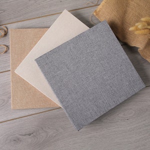 Álbum de recortes de lino liso grande DIY, álbum de fotos autoadhesivo, álbum de fotos familiar, libro de fotos de tamaño libre, álbum de fotos beige blanco 4*6