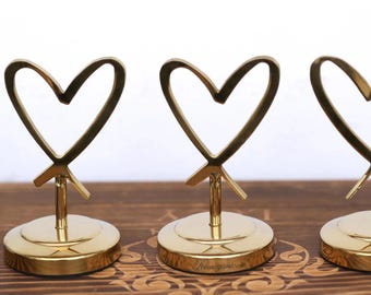 Porta segnaposto a forma di cuore, portafoto, segnaposto per matrimonio personalizzato con incisione, porta segnaposto con cerchio in metallo, porta segnaposto con supporto