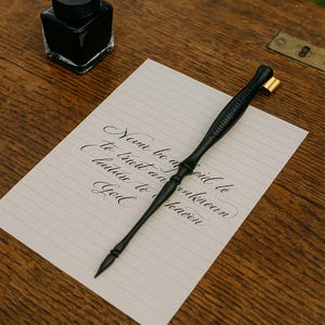 Wooden Dip pen calligraphy ink,Wooden Pen Holder,Custom engraved Oblique nib holder black Pen Nib,gift for writer