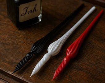 Dip Glass Pen, 3 colors Glass Signature Pen with gift box,Custom engraved Hold Ink Well