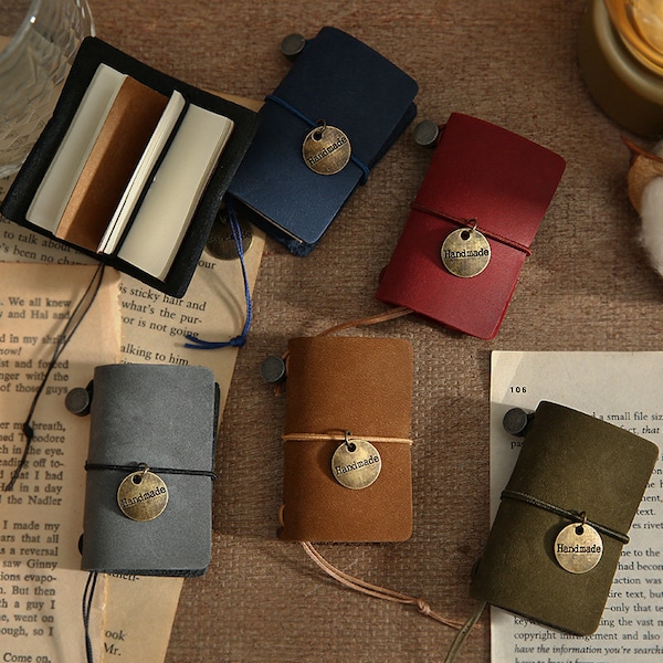 MINI Leather Traveler Notebook, Journal Tiny Password Book, Dollhouse Miniature Accessories