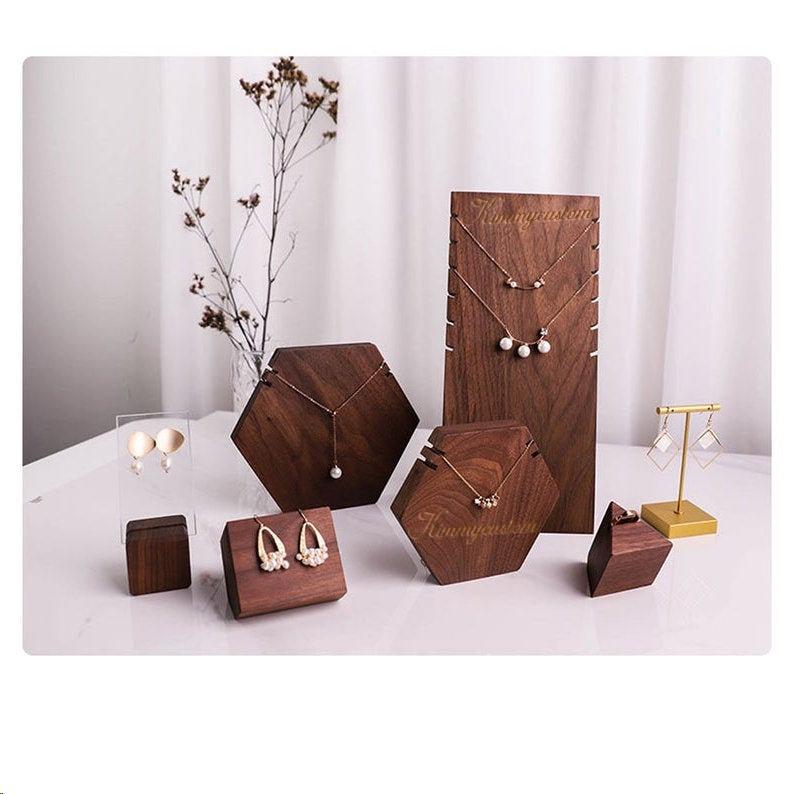 High quality Wood Necklace Display Holder, Custom engrave Necklace Display Stand, necklace display, wooden jewelry display stand case