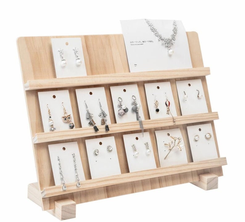 Walnoot oorbel display houten sieraden display stand geval Etsy Nederland