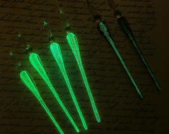 Glowing Glass Dip Pen ink calligraphy custom engrave glass Pen Signature Pen Elegant Crystal Dip
