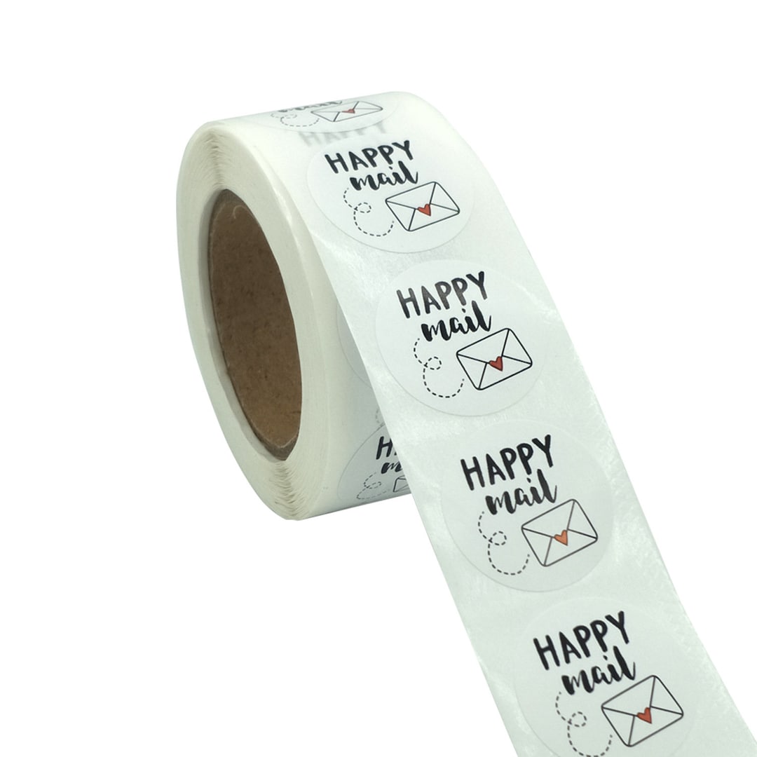 Mail Drop Sticker 500pcs Happy Mail Stickers, Roll Gift Packaging Envelope Round Stickers ...