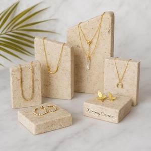 Natural Limestones Jewelry Display fossil Jewelry display modern  jewelry display, marble jewellery displays, custom engrave organizer stand