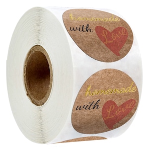 500pcs Home made stickers, business box label kraft,hand made stickers, bakery stickers roll,1 inch round stickers packaging,DIY favor label