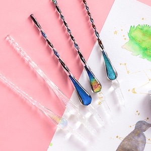 5 kleuren gloeiende glazen kroontjespen inkt kalligrafie glazen pen elegante kristallen kroontjespen, cadeau voor vriend