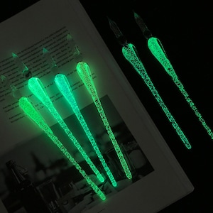 Penna a immersione in vetro luminoso Penna per calligrafia in vetro con inchiostro Penna firma Elegante immersione in cristallo