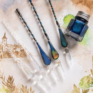 5 colors Glowing Glass Dip Pen ink calligraphy glass Pen  Custom engraved Elegant Crystal Dip Signature Pen,gift for friend