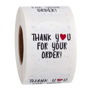 500 stuks bedankt stickers, bedankt voor je bestelling stickers witte stip, bedankt stickers op rol, ronde stickers van 1 inch verpakking!