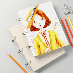 60 Sheets Hand Made Linen Sketch Notebook, Linen Book Cloth, Journals ...