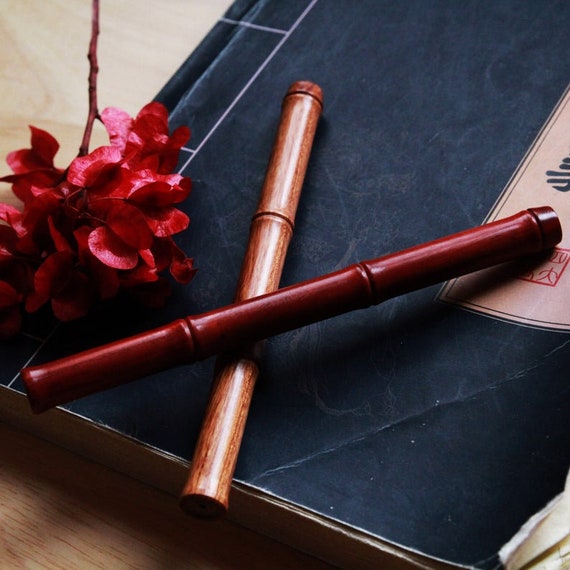 Stylo Plume En Bambou Naturel TIESOME - 0,5mm Avec Convertisseur - Cadeau Calligraphie Journal