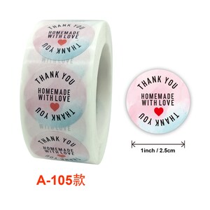 500pcs Home made with love stickers, business box label,thank you stickers, bakery stickers roll,1 inch round stickers packaging