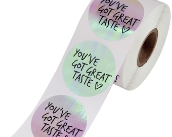 500pcs 1.5inches round You've Got Great Taste stickers, thank you Laser stickers roll supplies for business,gift stickers,favor label