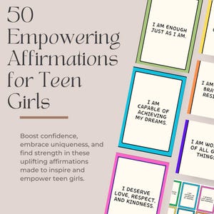 50 Affirmationen für Teenager Mädchen - Digital Druckbare Motivationszitate - Boost für Selbstliebe & Selbstvertrauen